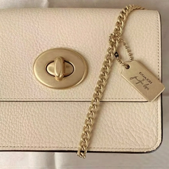 NWT Coach Jennifer Lopez CREAM SNAKESKIN GOLD Crossbody EXTREMLY RARE - Picture 3 of 6
